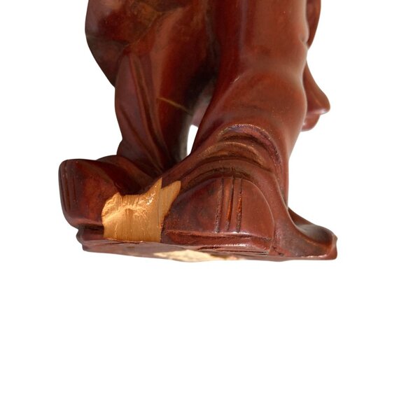 Vintage Chinese Wood Carving Old Wise Man Inlaid Bone Eyes Teeth - Picture 8 of 8